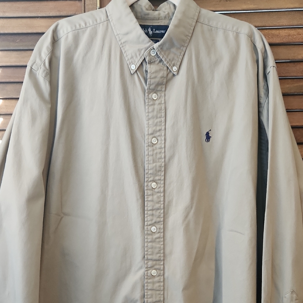 Polo Ralph Lauren Button Down Blaire Khaki Shirt 100% Cotton